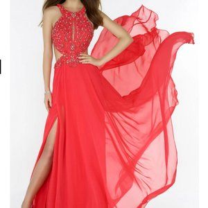 NWT watermelon chiffon gown, Keyhole back and front